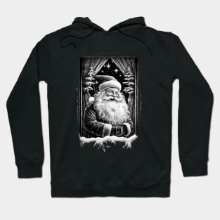 Santa Claus Night Scene Window Pictures for Chalk Marker Hoodie